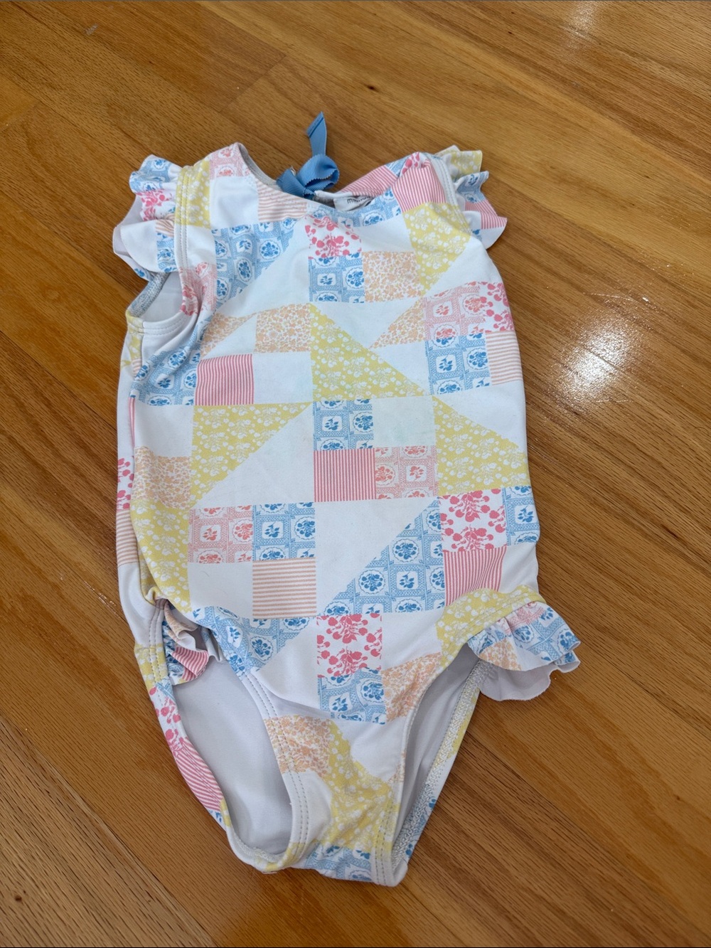 Minnow Swim Baby Patchwork Print Ruffle One-Piece Swimsuit - Pastel